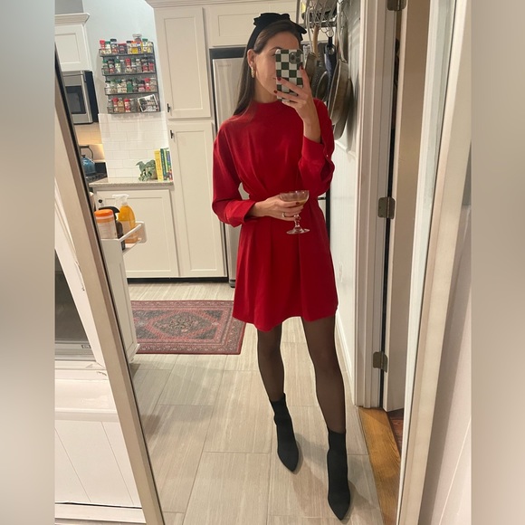 Zara - RED PLEATED MINI DRESS (XS) - Picture 9 of 10